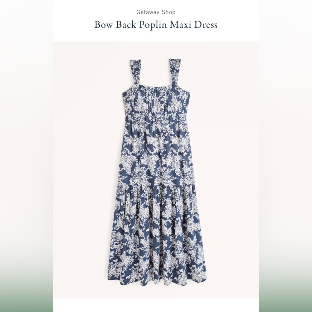 AF Bow Back Poplin Maxi Dress - blue floral dress